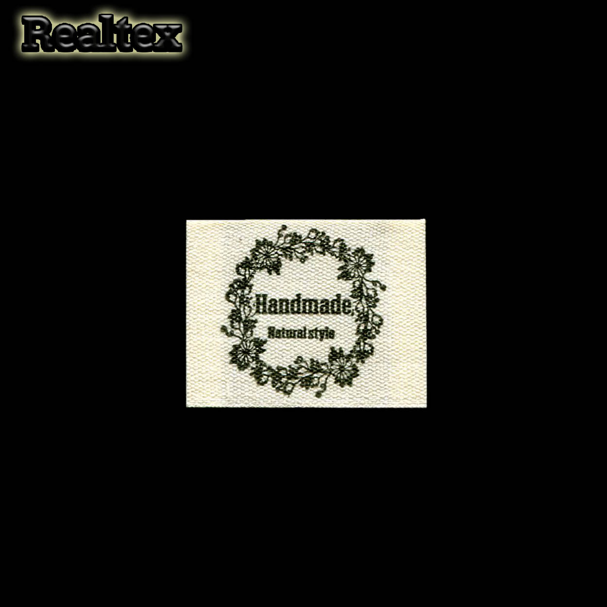 Бирка пришивная ткань Realtex №43 "HandMade" (25шт) цв.суровый