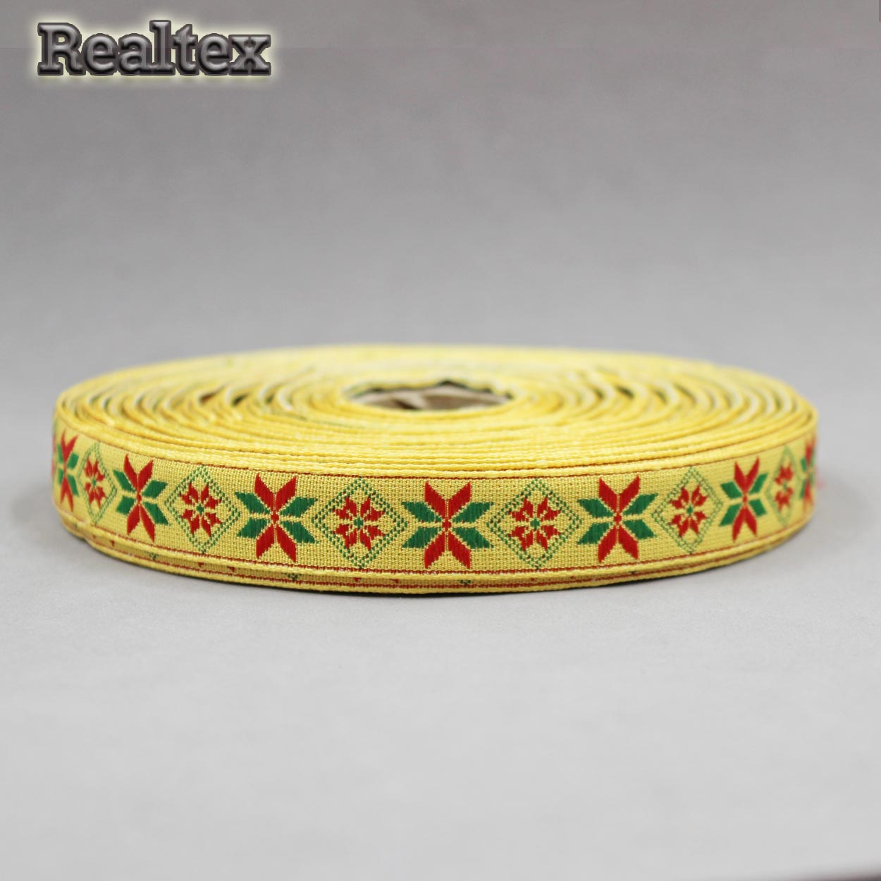 Тесьма жакардовая 18мм с1851г17 рис.9644 (25м) цв.желтый