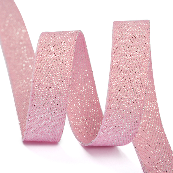 Тесьма киперная 90370 металлизированная 13мм (50м) цв.розовый/серебро