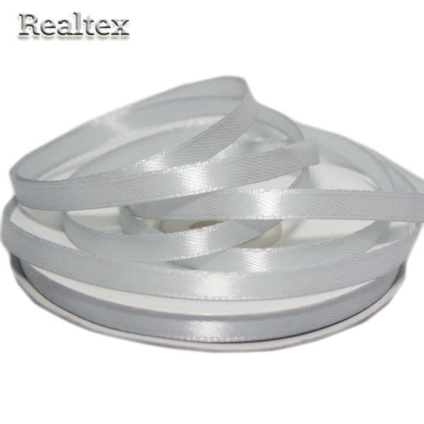 Лента атласная 6мм Realtex (32,9м) цв.3143/R св.серый