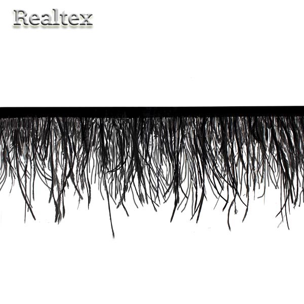 Перья на ленте Realtex Страус шир.10см цв.черный