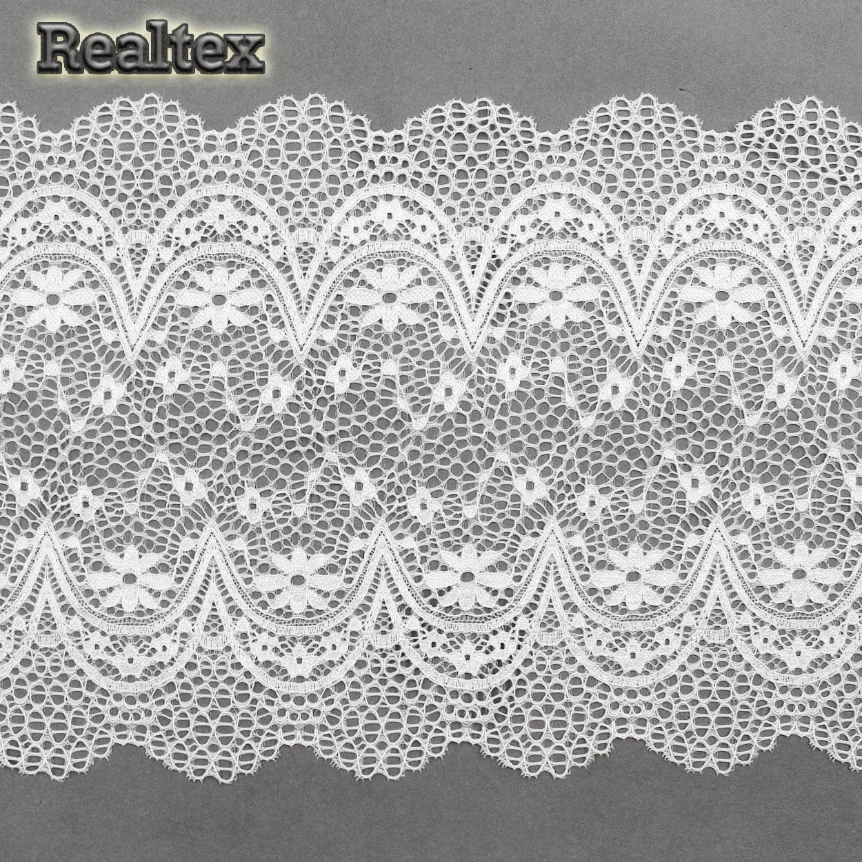 Кружево стрейч 220мм TBY 8013 цв.01 белый