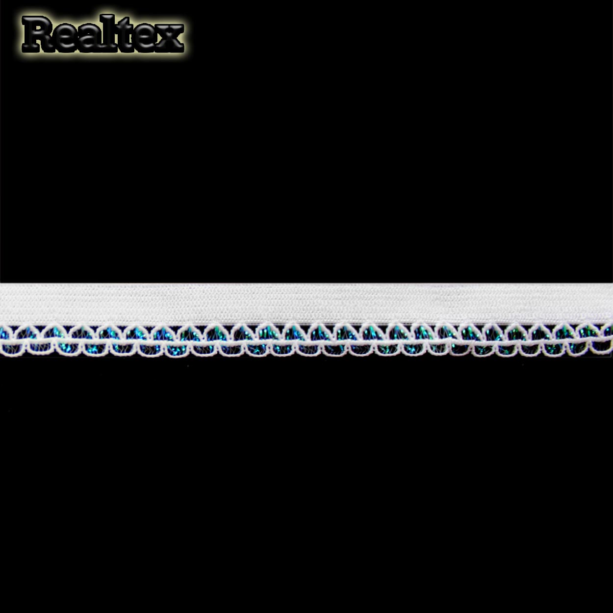 Резинка бельевая Realtex 2189 13мм (50м) цв.белый с люрексом