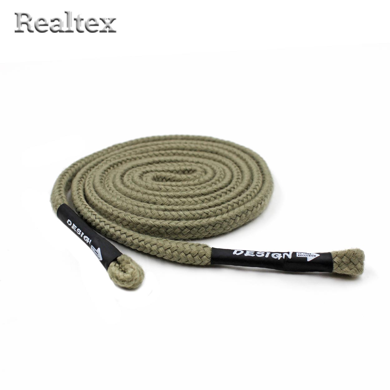 Шнур с наконечниками Realtex R- 6 круглый с наконечником Desigh шир.8мм дл.140см (10шт) цв.мох