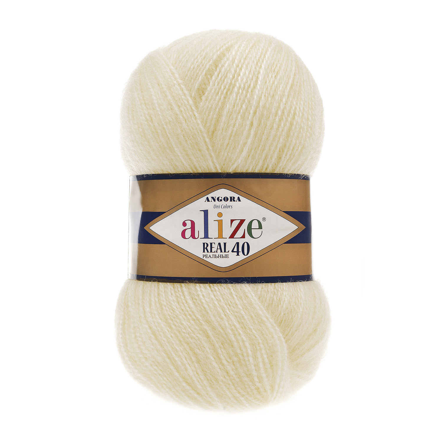 Пряжа Alize "Angora Real 40" (100гр) цв.001 кремовый
