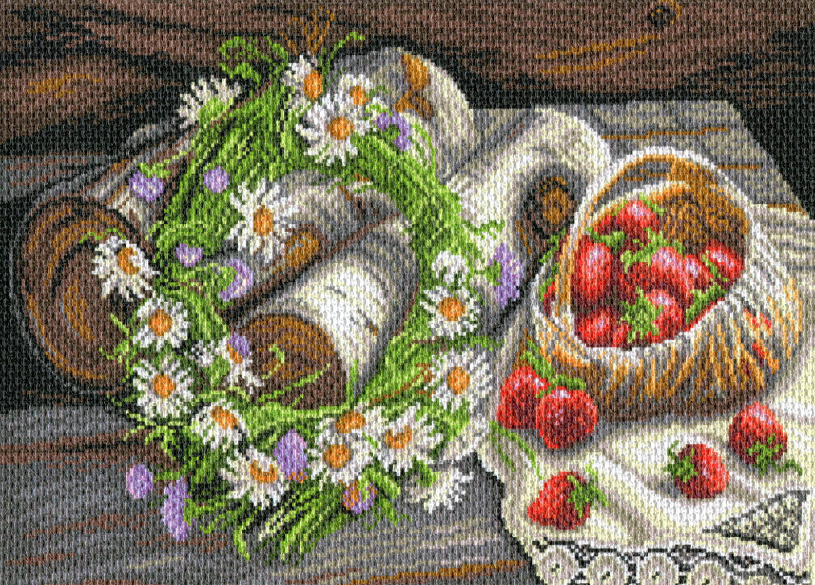 Рисунок на канве МП №1788 "Русская деревня" 37х49см