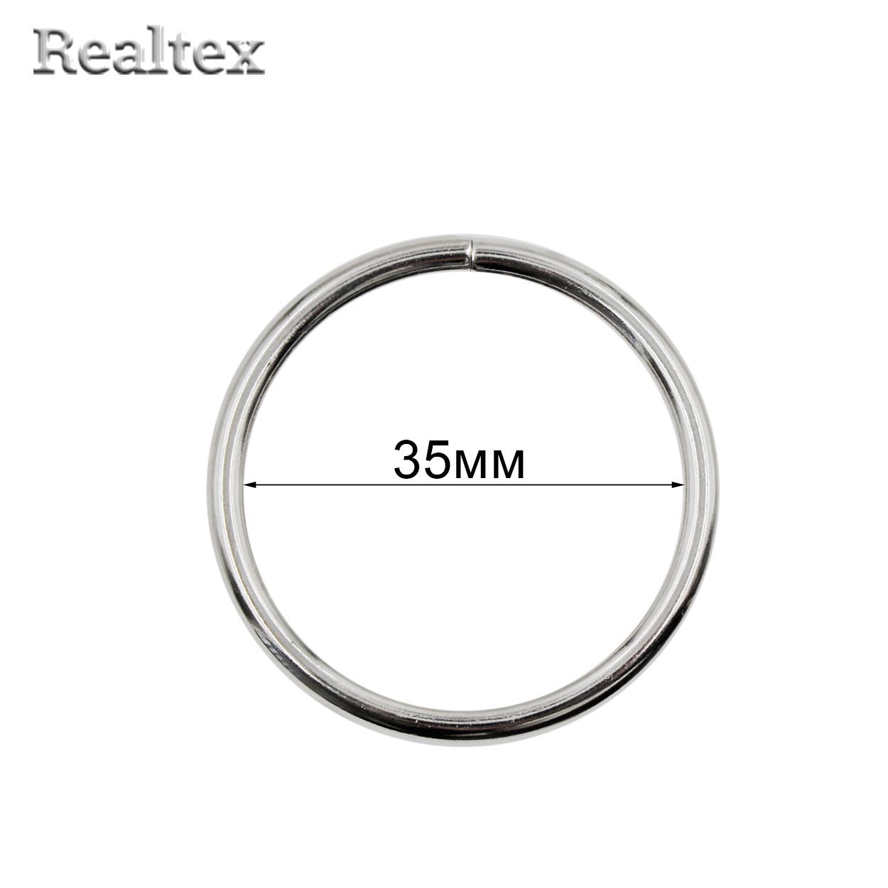 Кольцо разъёмное металлическое 35*3,0мм Realtex цв.никель