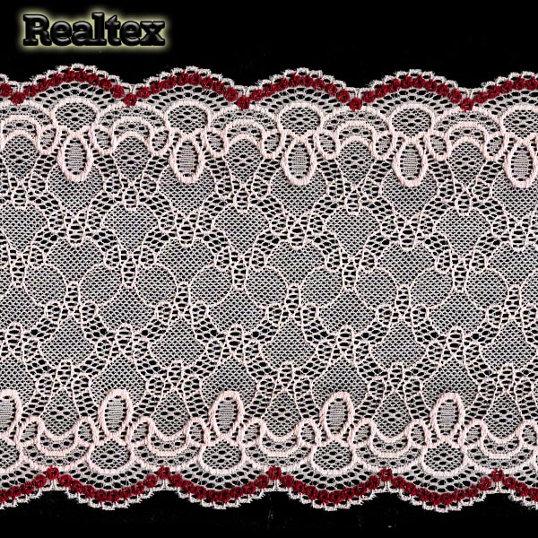 Кружево стрейч 170мм E305 0191201 цв.розовый/бордо
