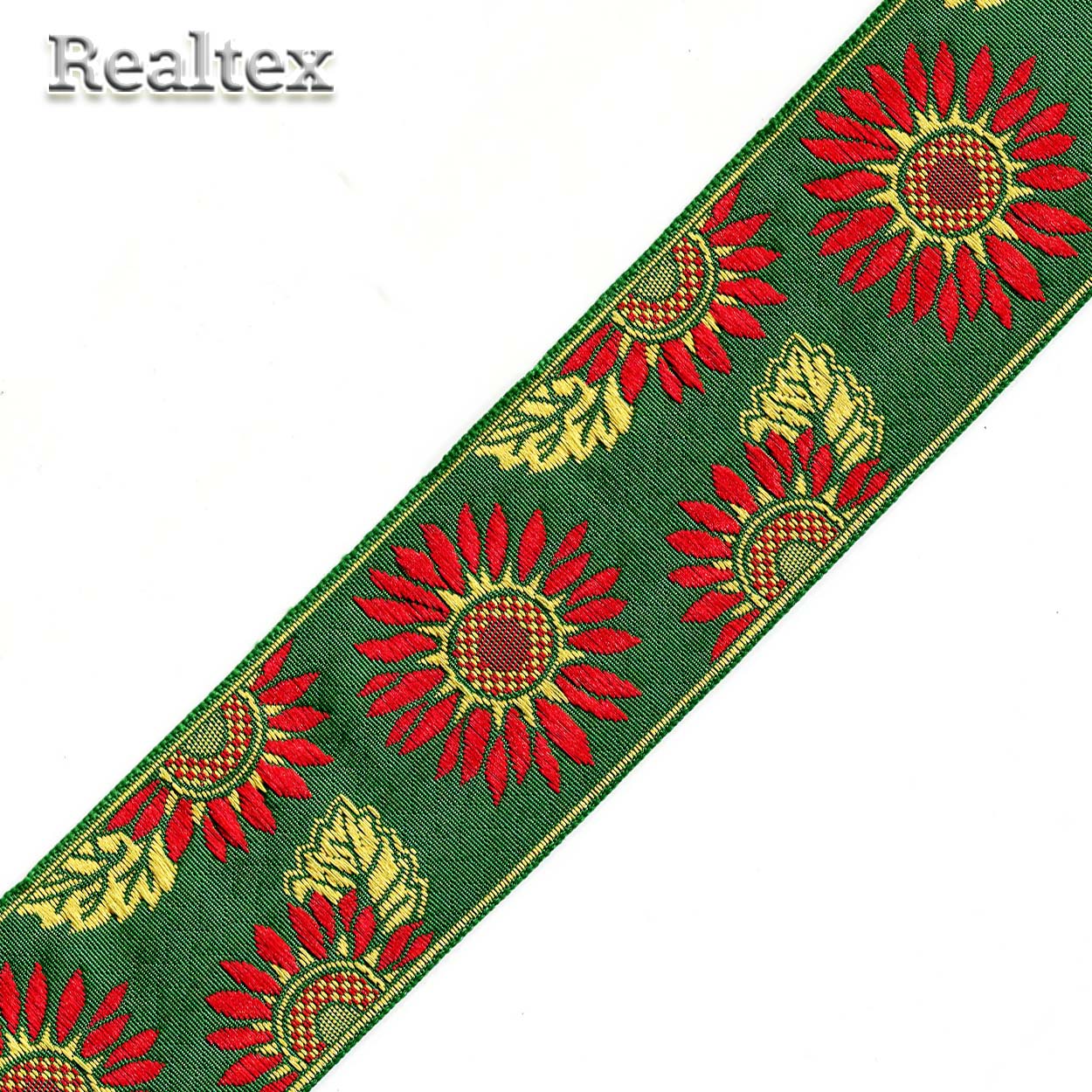 Тесьма жакардовая с3379г17 рис.8890 50мм (25м) цв.зеленый