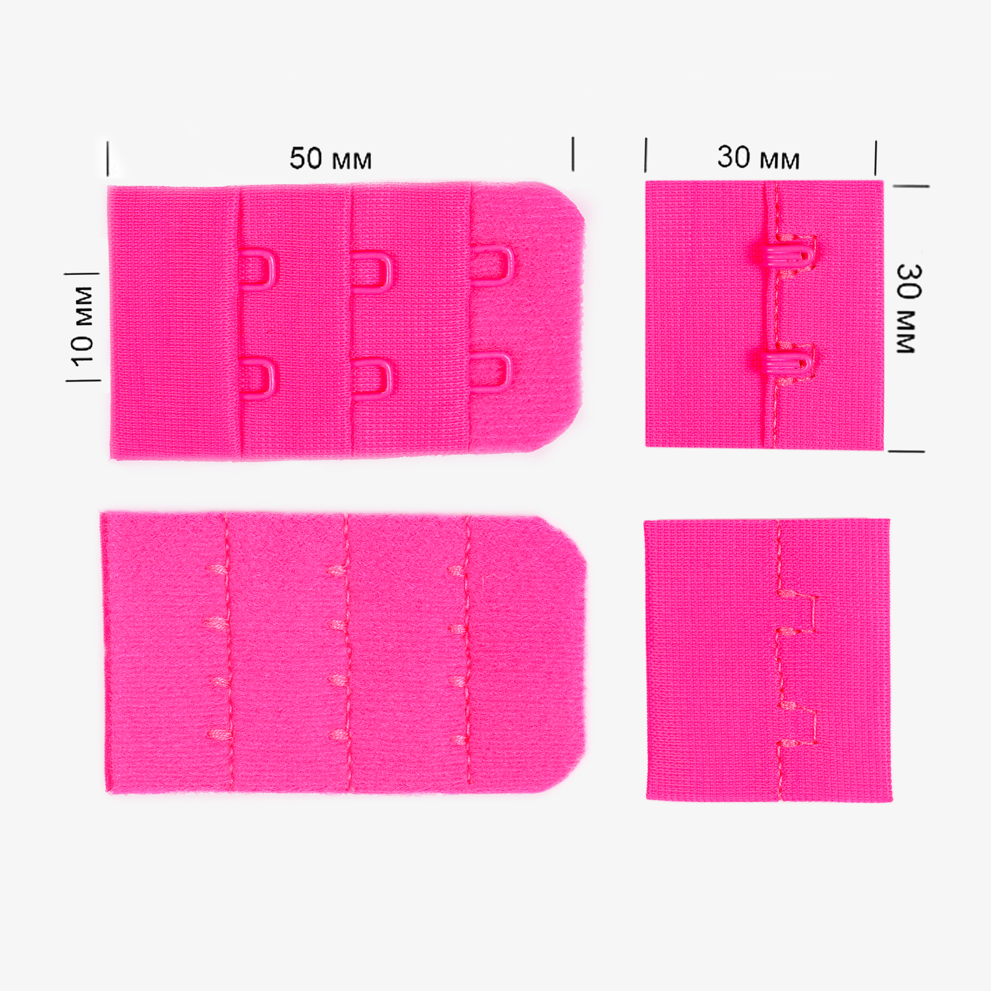 Застежка-крючки TBY 3х2 3см (10шт) цв.A1402 розовый неон