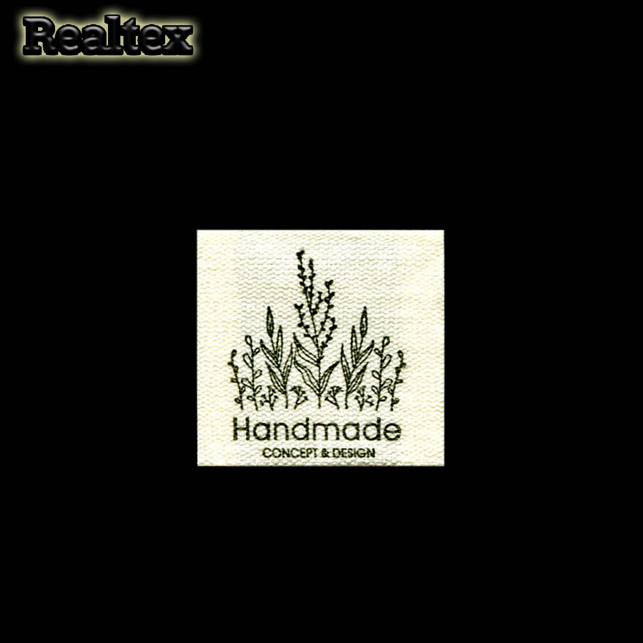 Бирка пришивная ткань Realtex №53 "HandMade" (25шт) цв.суровый