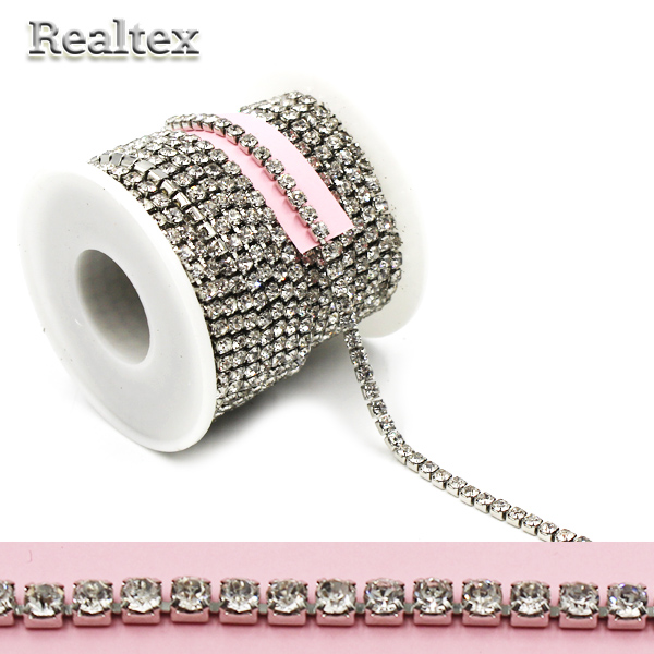 Тесьма-стразы Реалтекс SS-14 3,5мм (оригинал-стекло)  цв.crystal/никель
