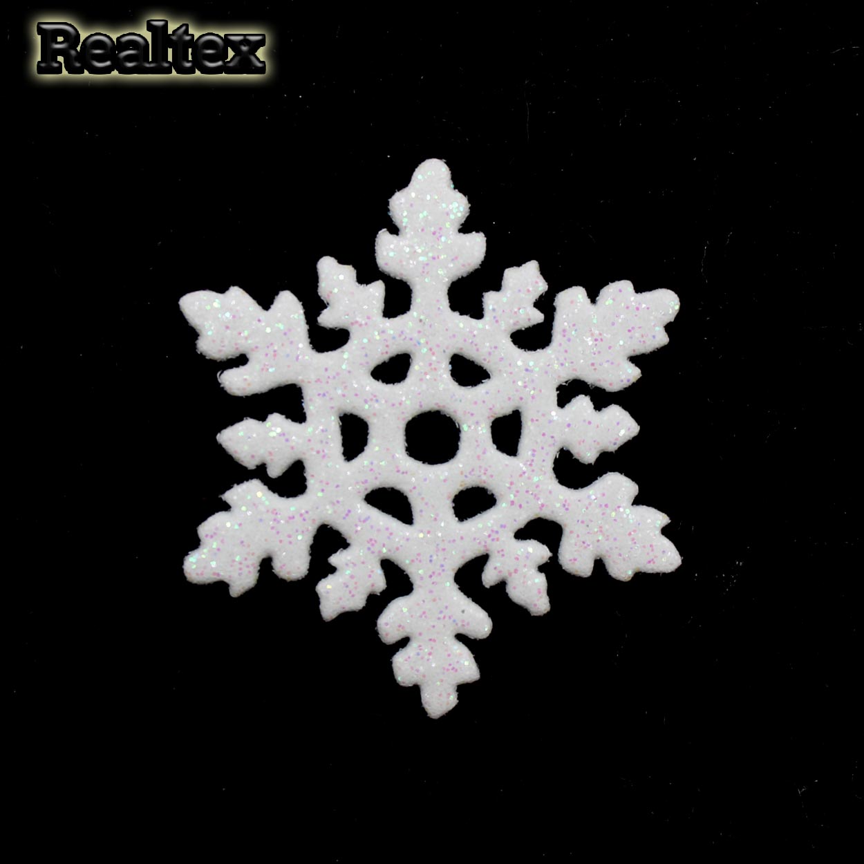 Набор 09 "Снежинки" из глиттерного фоамирана 40мм (10 шт) цв.белый