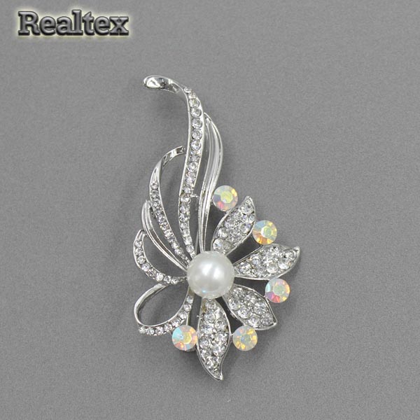 Брошь ювелирная Реалтекс R-085 "Цветок" цв.серебро 