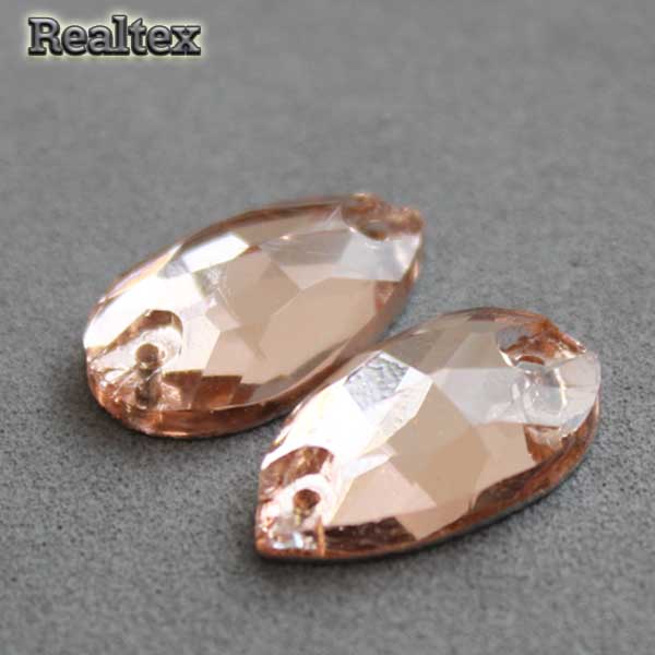 Стразы пришивные стекло капля 16*25мм Realtex цв.06 Peach