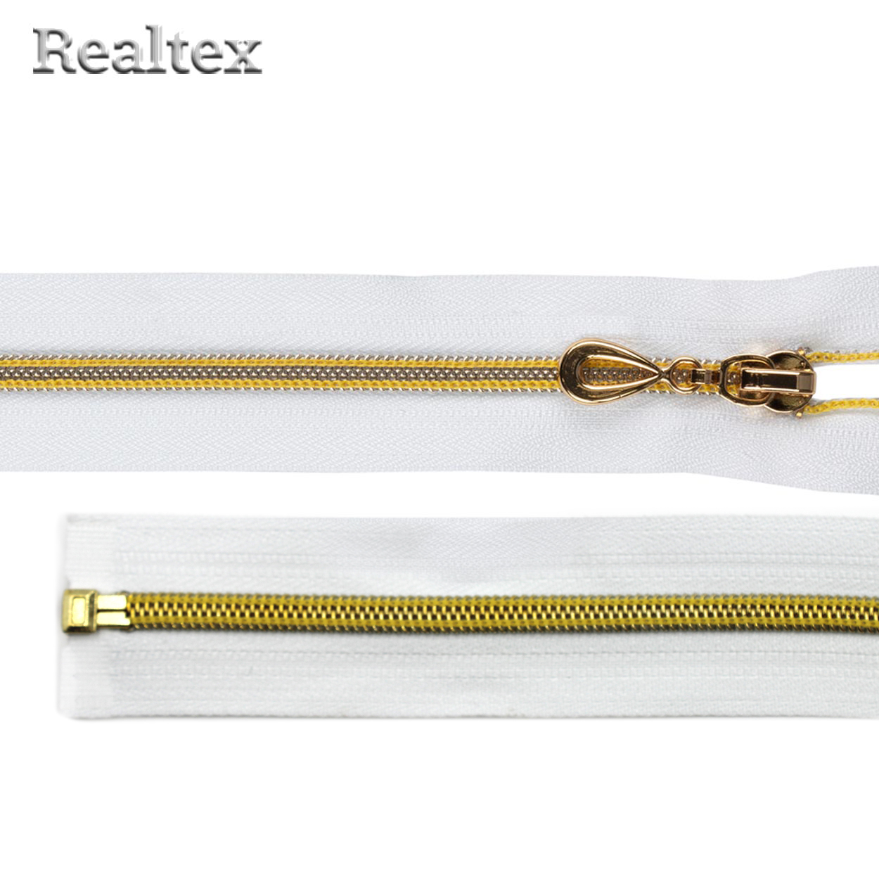 Молния витая G105S Т.5 60см с напылением разъемная цв.101 G белый/золото