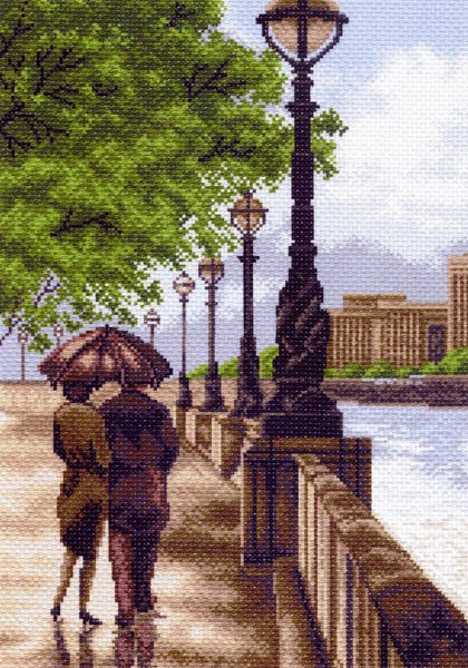 Рисунок на канве МП №1459 "Двое на набережной" 37х49см