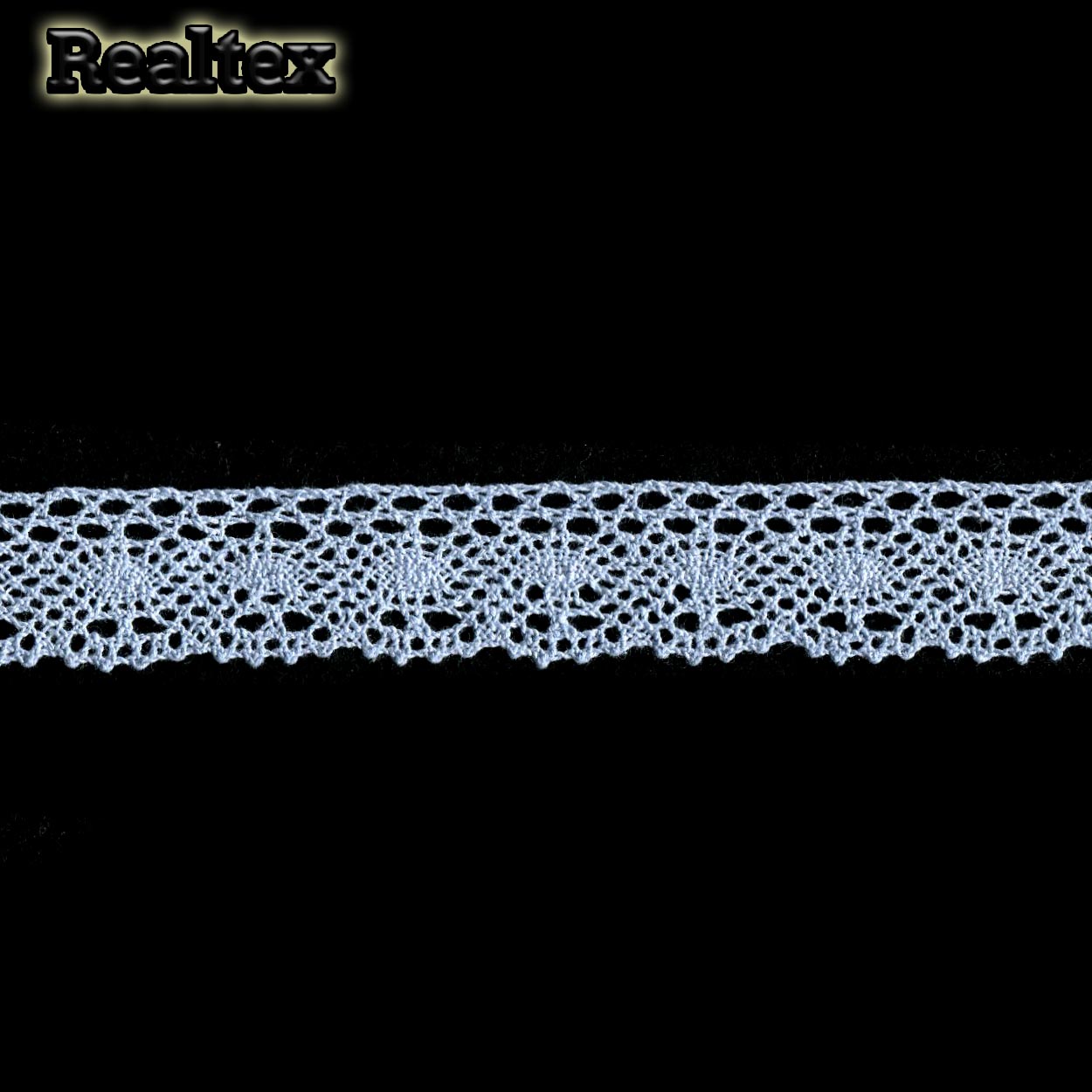 Кружево вязаное  25мм 25.01.107 (25м) цв.20 т.голубой