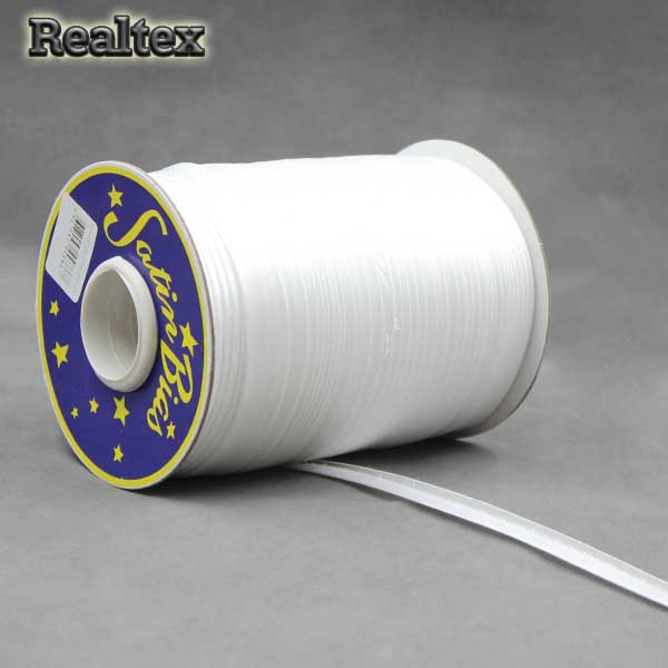 Косая бейка атласная 15мм (132м) цв.белый