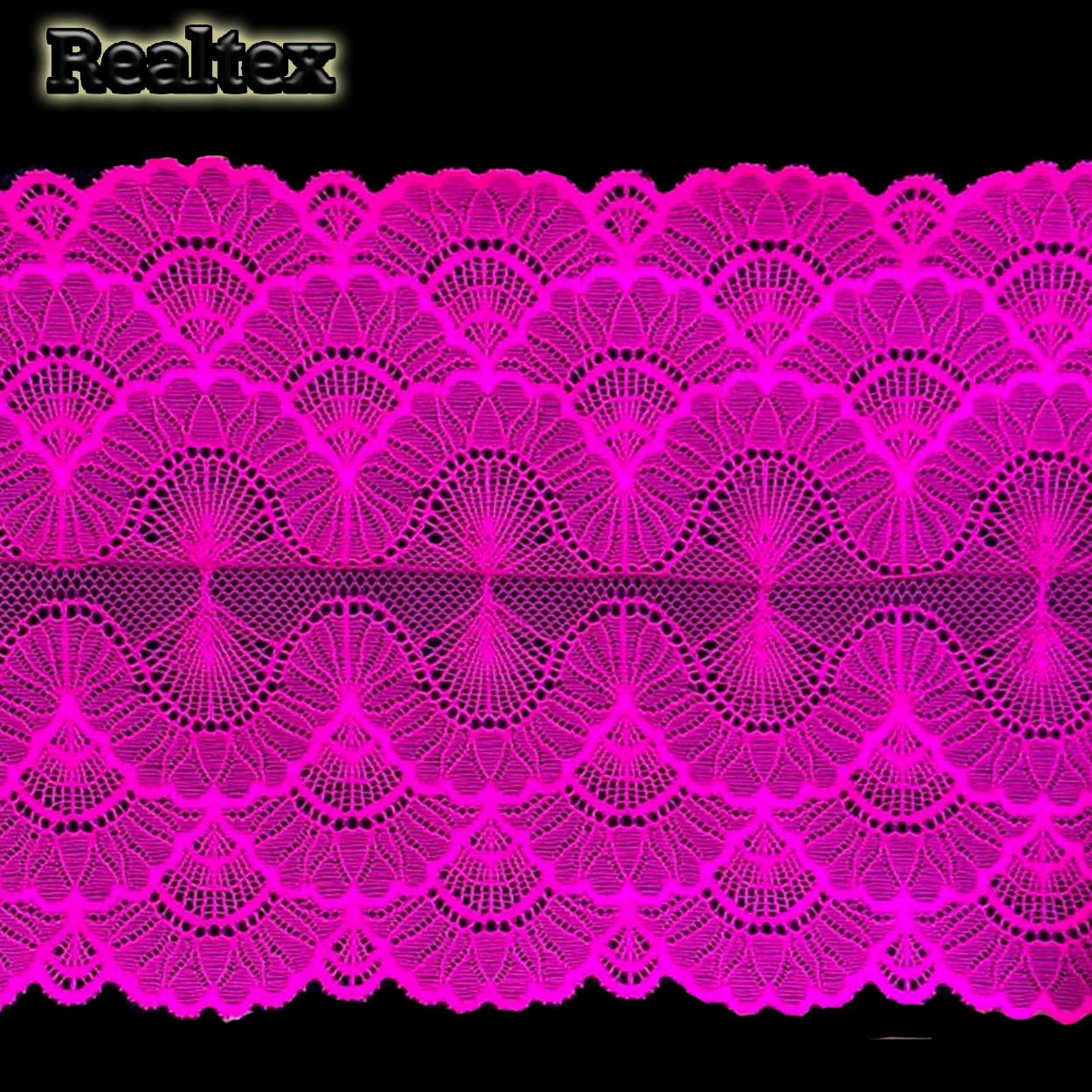 Кружево стрейч 195мм TBY 8034 цв.A1402 розовый неон