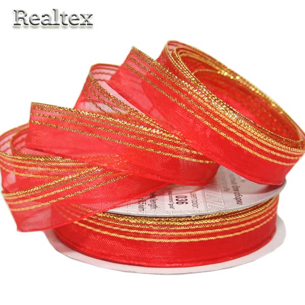 Лента капроновая 15мм ORT-15 "Blitz" цв.036 красный/золото