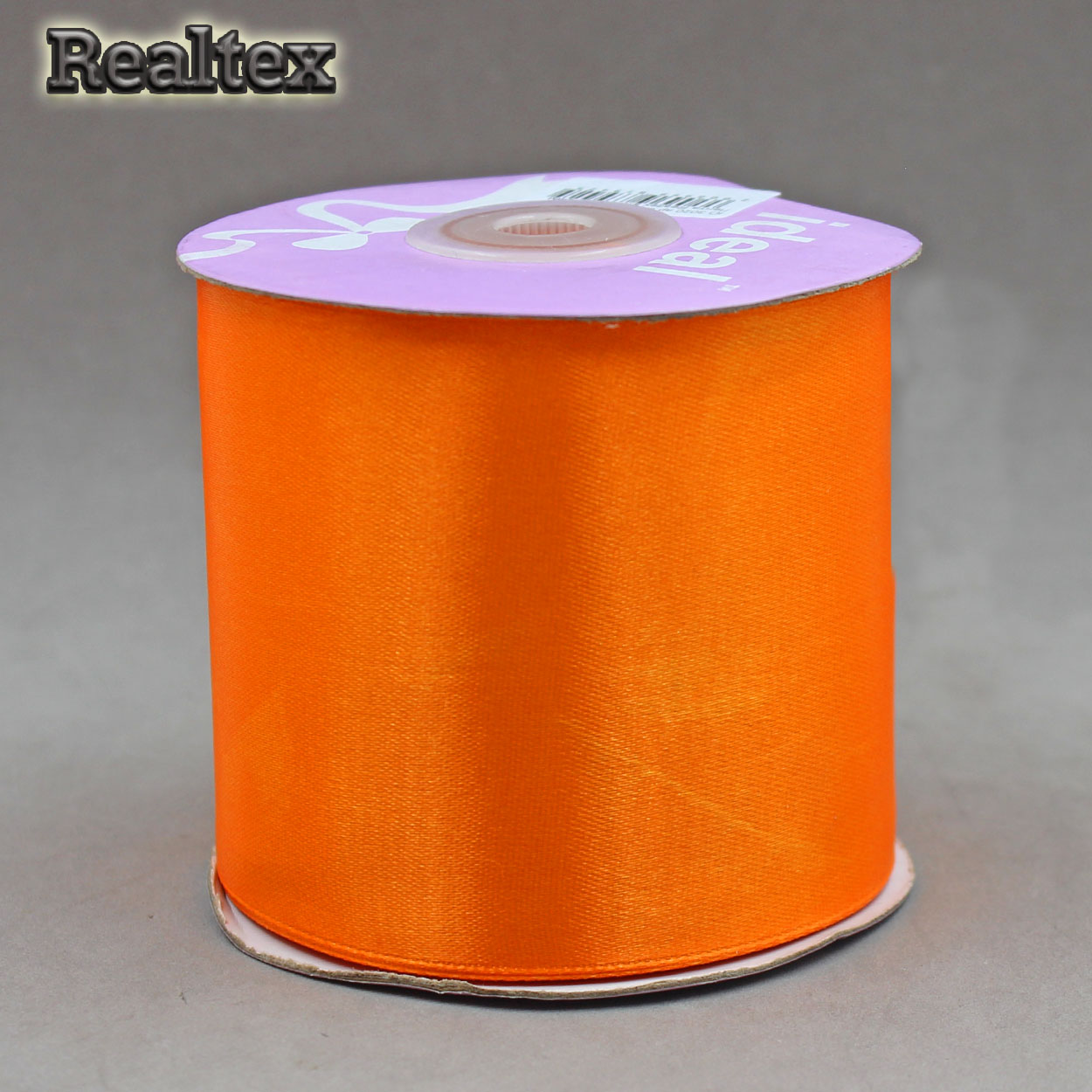 Лента атласная 75мм Реалтекс (27,4м) цв.ID 3020 яр.оранжевый