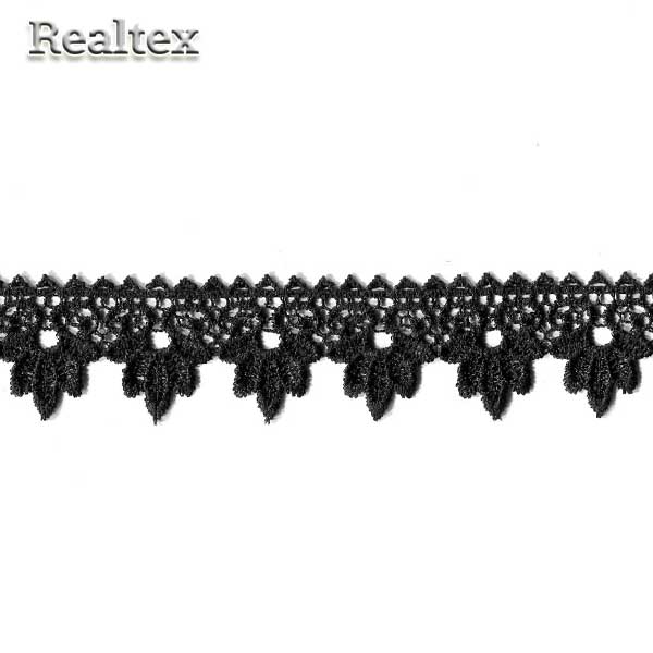 Кружево  гипюр  Realtex  35мм R-10091 цв.черный  