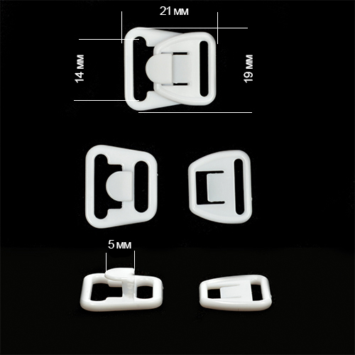 Застежка-крючок TBY-75300 пластиковая для бюстгалтера для кормящих мам 14мм (20шт) цв.белый 