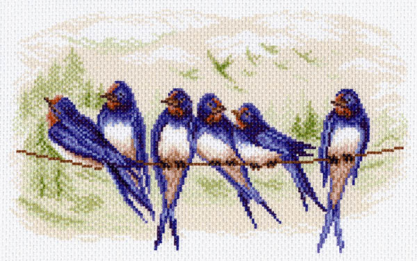 Рисунок на канве МП №1558 "Ласточки" 28х37см