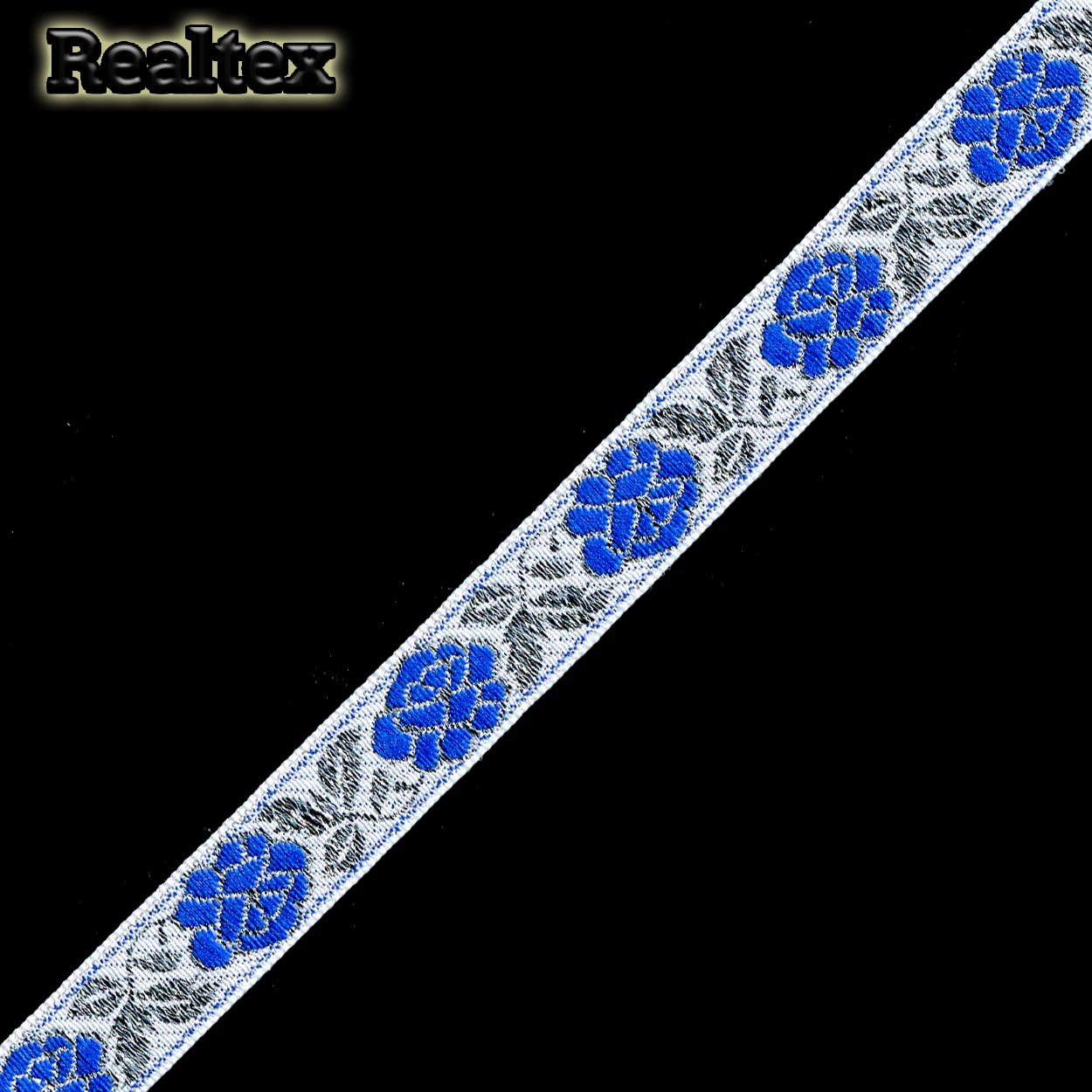 Тесьма жакардовая 18мм с1856г17 рис.9633"в" (10м) цв.белый/серебро