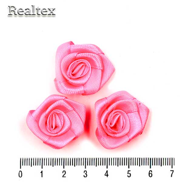 Розочки пришивные атласные Realtex R-4 цв.яр.розовый