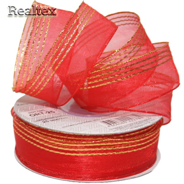 Лента капроновая 25мм ORT-25 "Blitz" цв.036 красный/золото