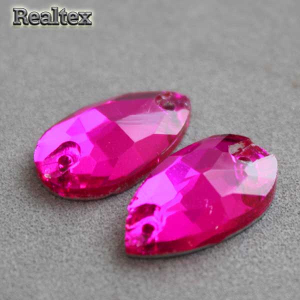 Стразы пришивные стекло капля 16*25мм Реалтекс цв.27 Fuchsia