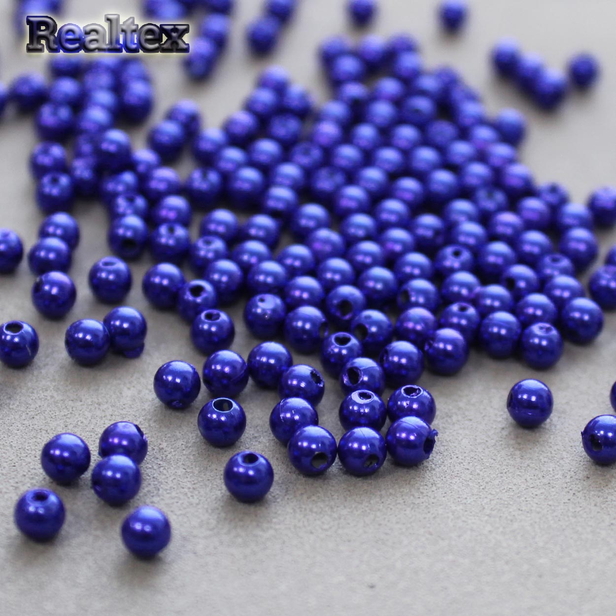 Бусины пластик Реалтекс  4мм под жемчуг (100гр) цв.А33 синий