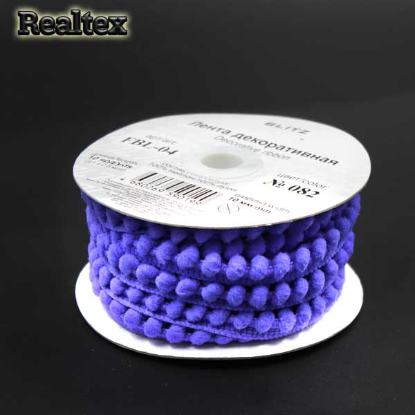 Тесьма декоративная FBL-04 10мм "Blitz" цв.082 фиолетовый