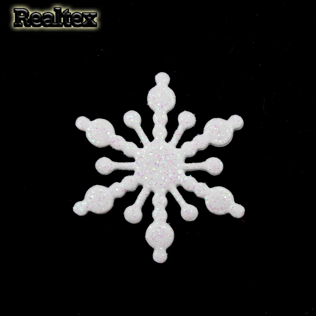 Набор 16 "Снежинки" из глиттерного фоамирана 35мм (10 шт) цв.белый