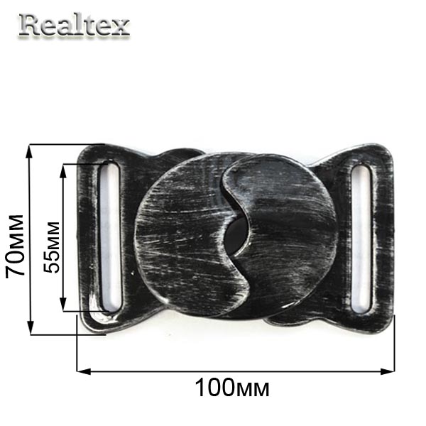 Пряжка пластик CKB 9908 цв.черный/серебро 