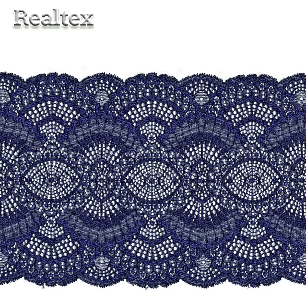 Кружево стрейч 195мм TBY 30239 цв.061 тёмно-синий