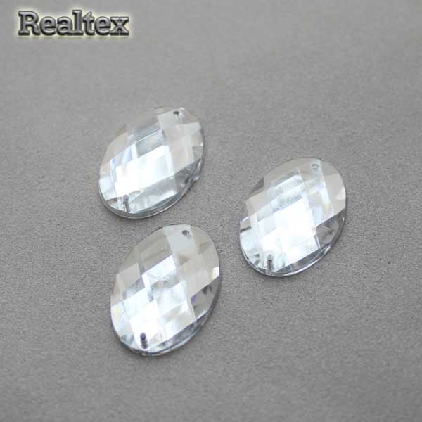 Стразы акриловые пришивные RS "Овал" 10*14мм цв.cristal