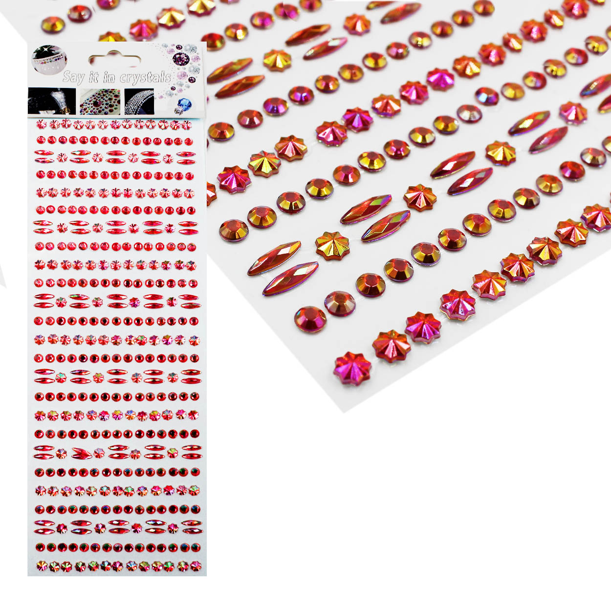 Стразы клеевые акриловые Realtex №3/1 (блистер) (355шт) цв.красный АВ