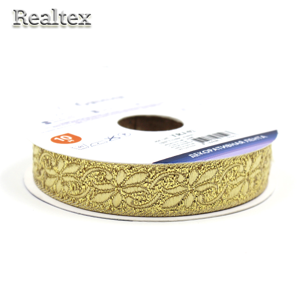 Тесьма жакардовая TRJ-02 16мм (10м) цв.золото 
