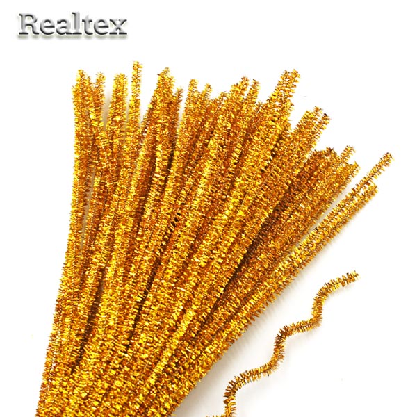 Проволока "Синель" Realtex с люрексом для творчества N d-6мм 30см (100шт) цв.В-004 темное золото