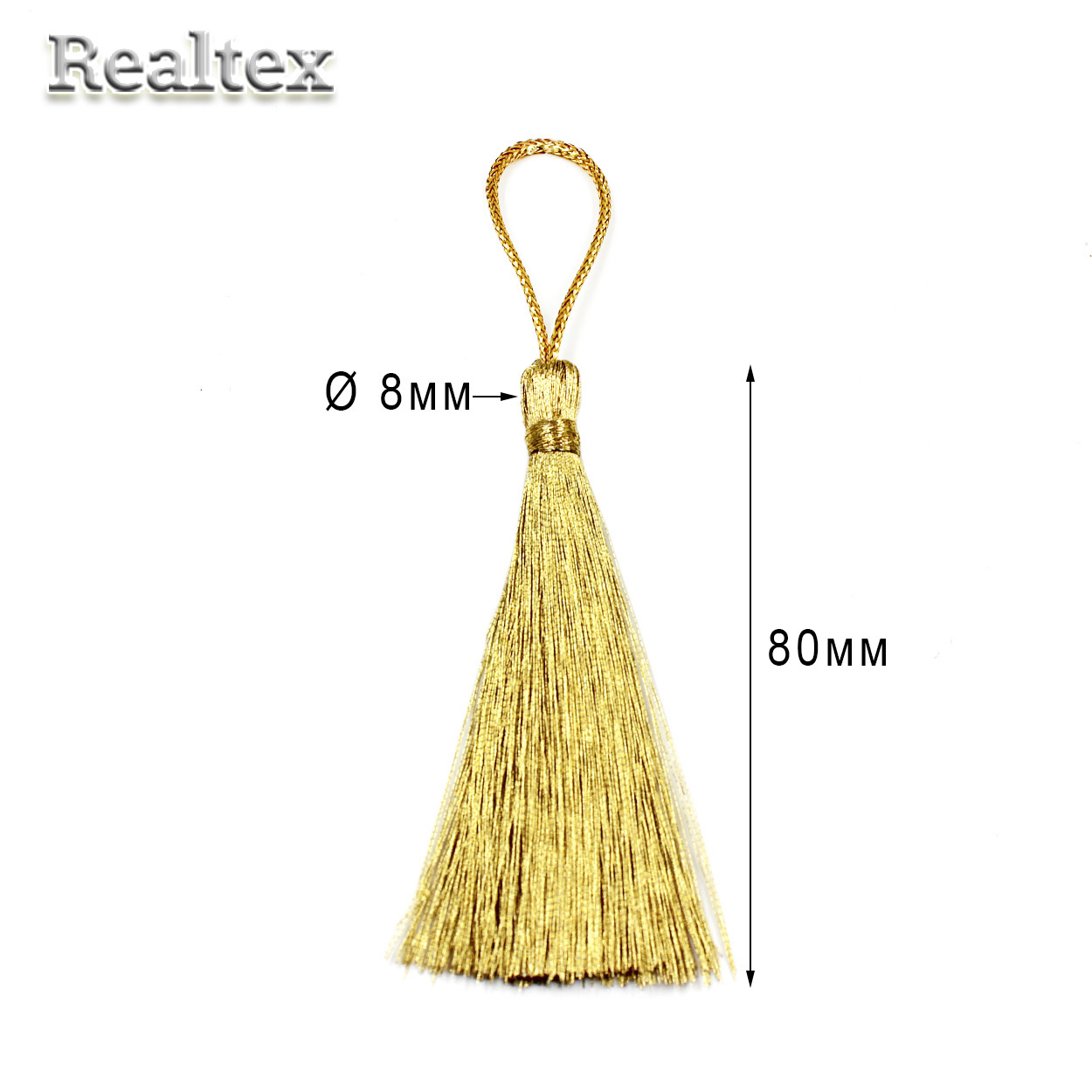 Realtex дл.75мм золото (25шт) Кисточки металлизированные