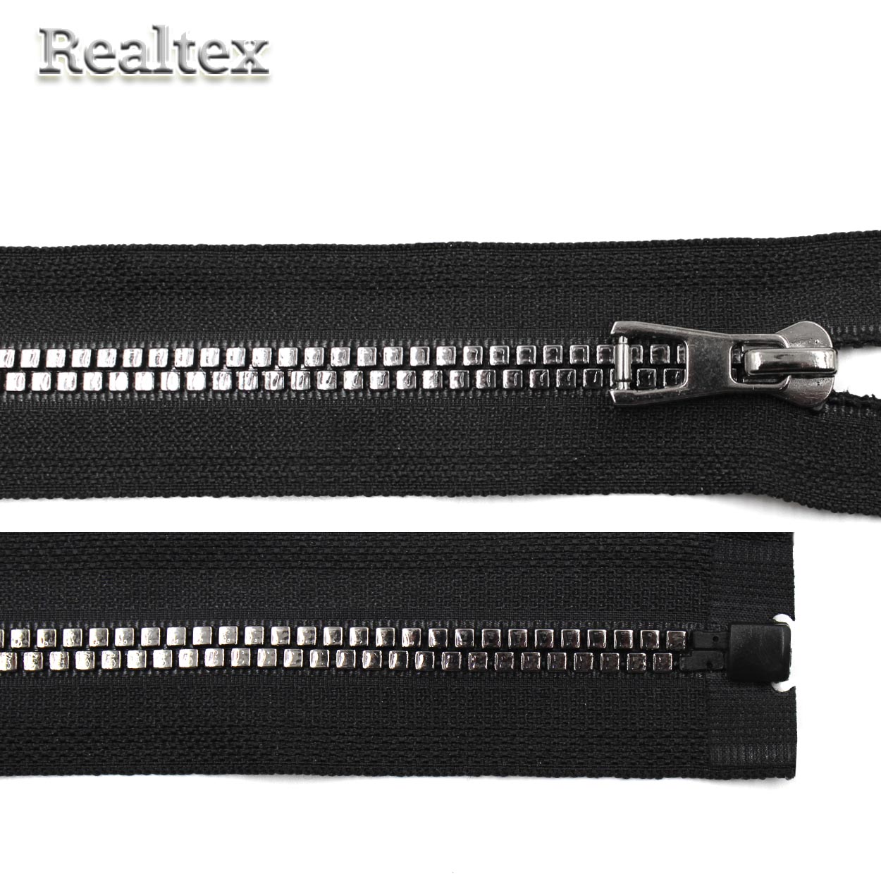 Молния трактор  Realtex R-15 декоративная Т.5 1замок 80см разъемная (шашечки) цв.черный/черн.никель