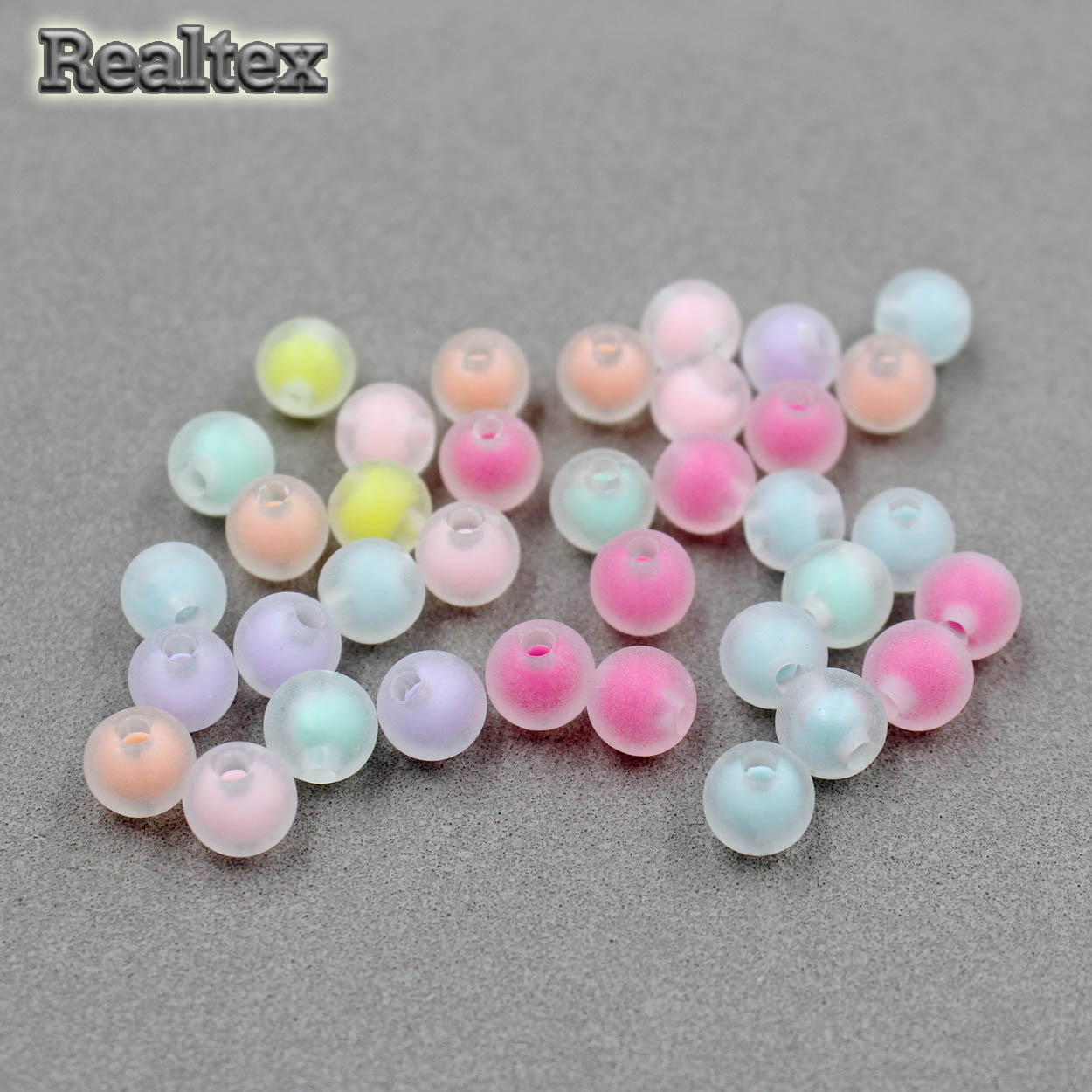 Бусины пластик Realtex Шарик матовые прзрачные с цветной сердцевиной 8мм (100гр) цв.mix