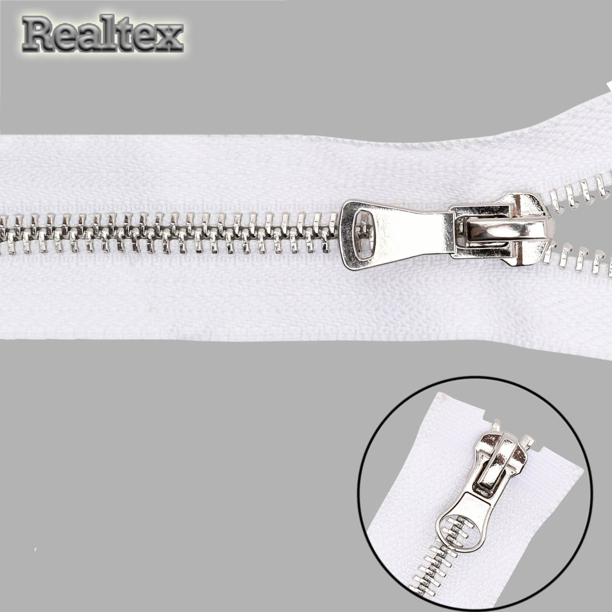 Молния металл Т.5 2замка 85см разъемная цв.никель/501 белый