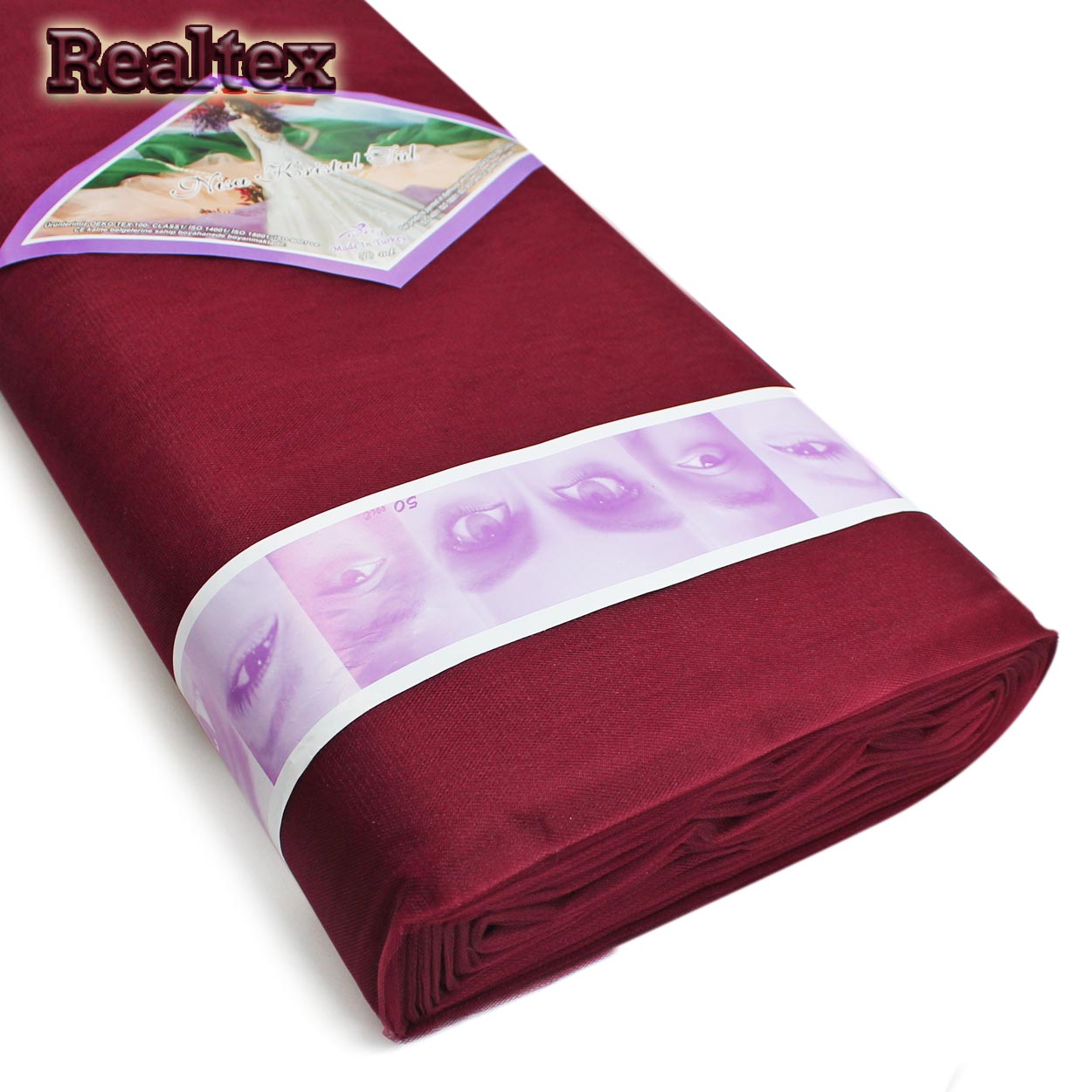 Фатин K.TRM шир.300см блестящий средней жёсткости (50м) цв.55 бордовый