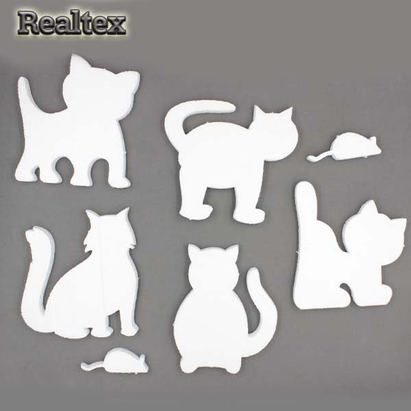Заготовка для декорирования Кошечки 16см мод.7036 (5шт) (пенопласт пористый)
