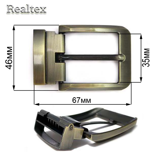 Пряжка металлическая ГМХ 14629 35мм цв.тертая бронза