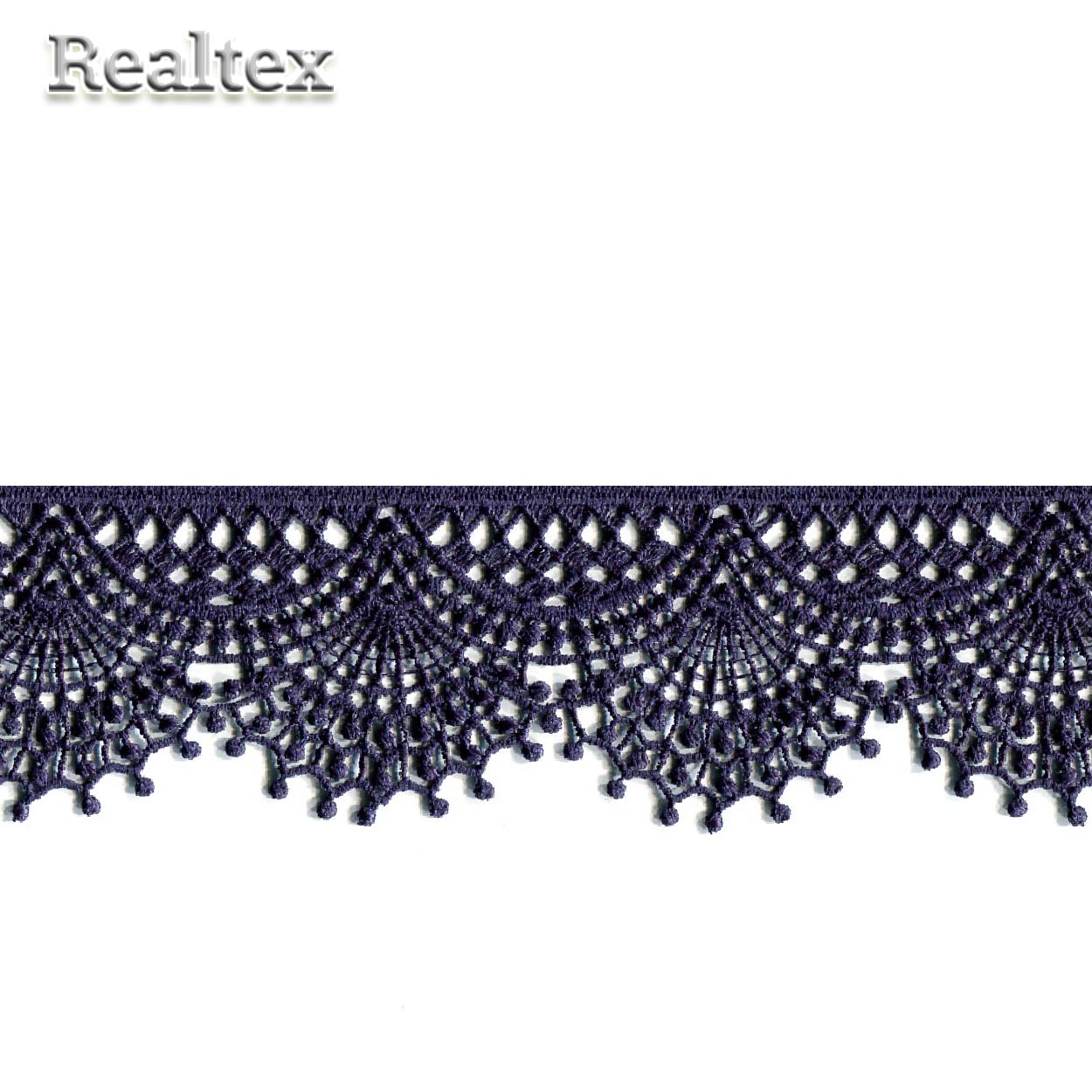 Кружево Realtex гипюр  55мм 8G8098 цв.темно-синий